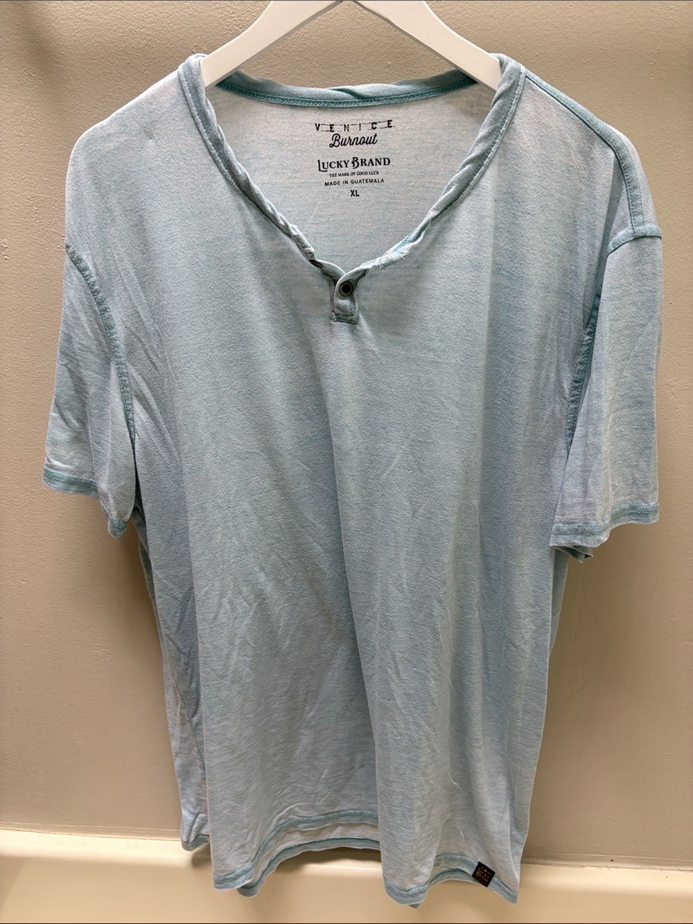 Lucky Brand Light Blue Short Sleeve Henley Tee